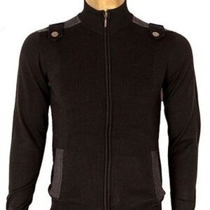 NWT Plantini Black Lightweight Zip Front Sweater